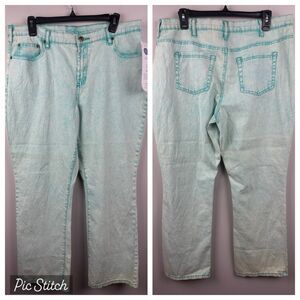 NWT DG2 Diane Gilman Jeans Women 16WP Tie Dyed Green Cotton Stretch Bootcut